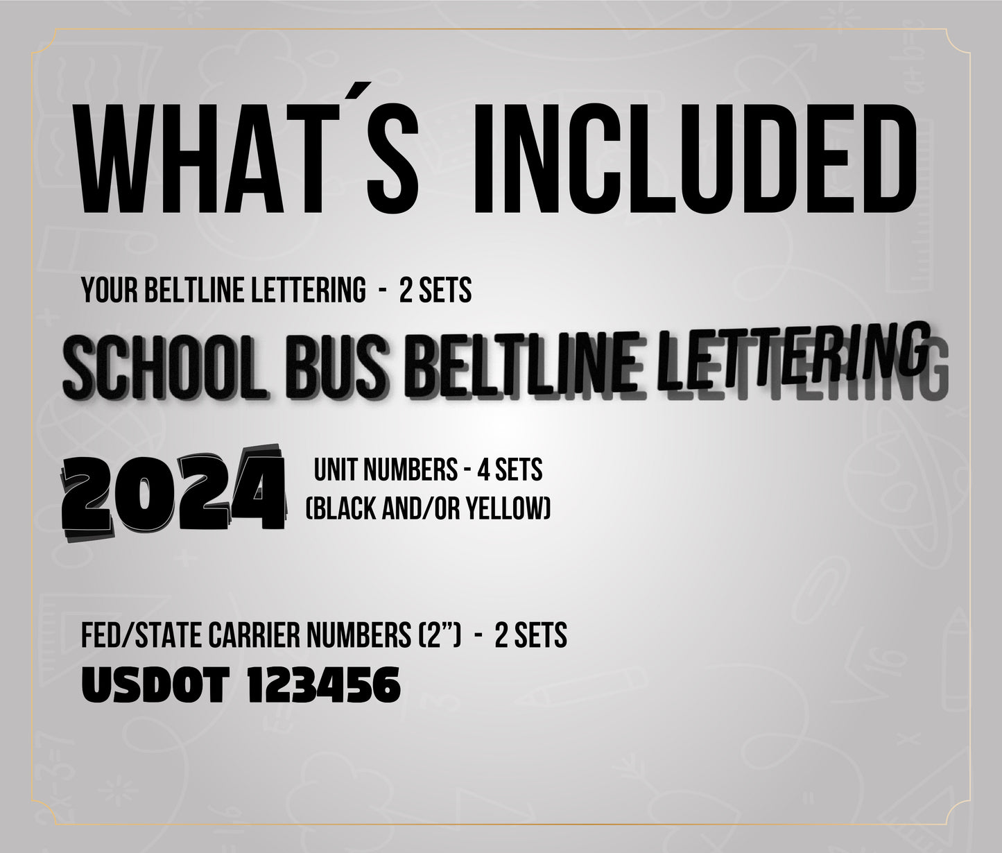 School Bus Lettering Type A and B Lettering | Yellow School Bus Decal Stickers
