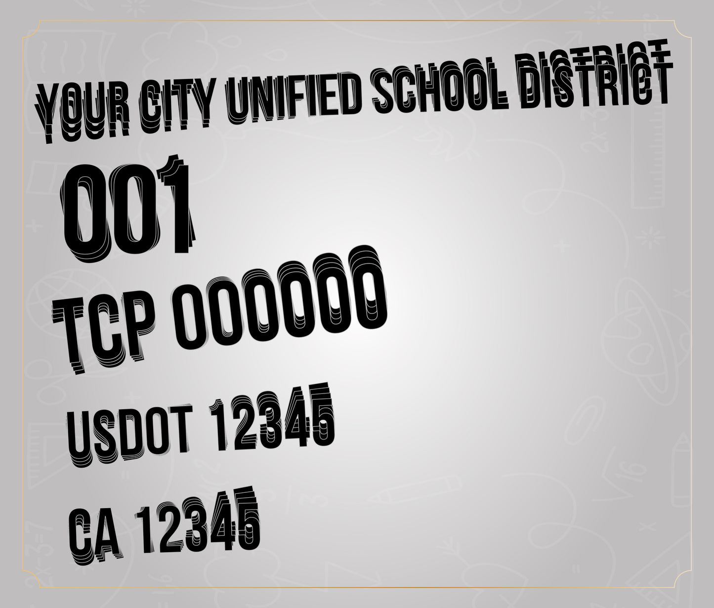 School Bus Lettering Type A and B Lettering | Yellow School Bus Decal Stickers