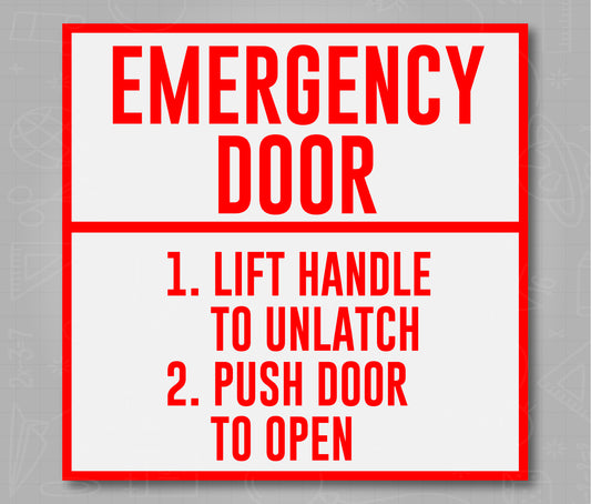 Emergency Door Identification & Instructions - School Bus Decal Sticker