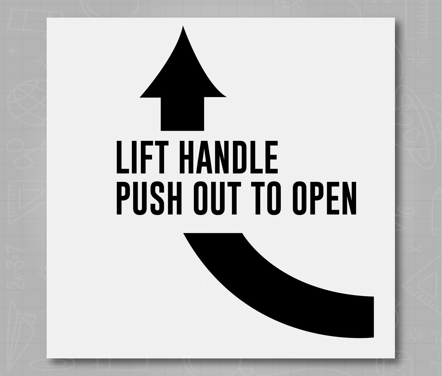 Lift Handle Push Out To Open Arrow Direction - School Bus Decal Sticker