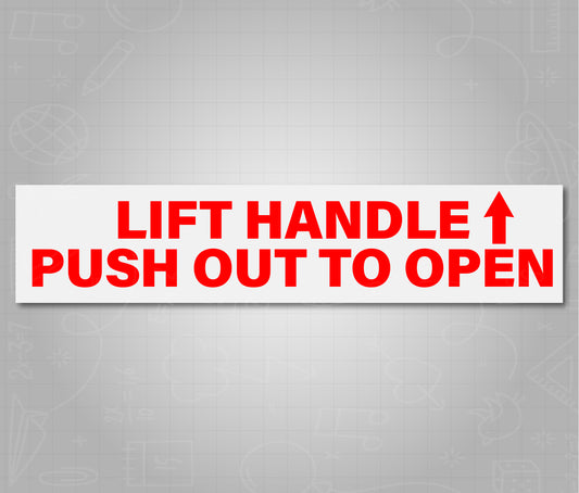 Lift Handle Push Out To Open Red - School Bus Decal Sticker