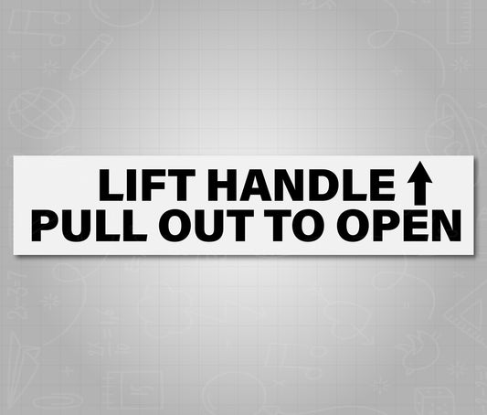 Lift Handle Pull Out To Open Black - School Bus Decal Sticker