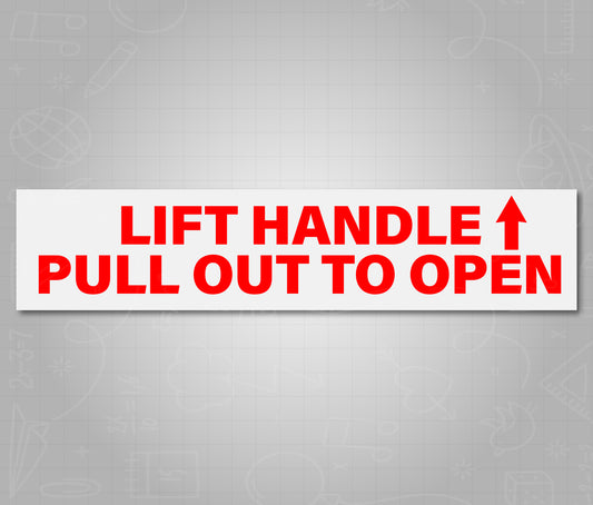 Lift Handle Pull Out To Open Red - School Bus Decal Sticker