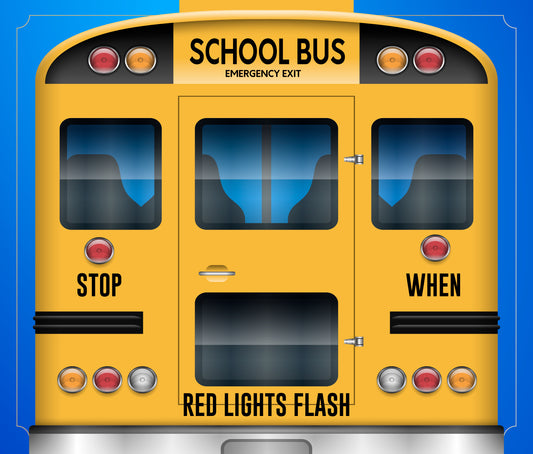 Stop When Red Lights Flash D Series - School Bus Decal Sticker