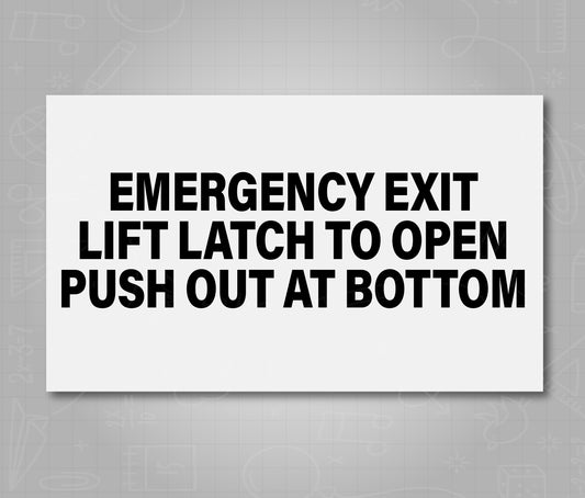 Emergency Exit Latch Instructions Black - School Bus Decal Sticker