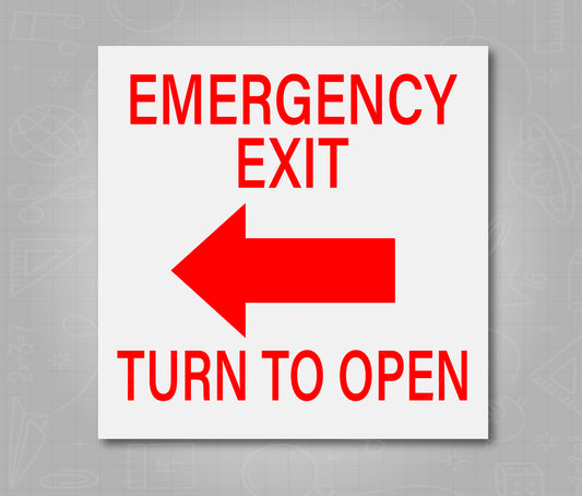 Emergency Exit Turn To Open - School Bus Decal Sticker