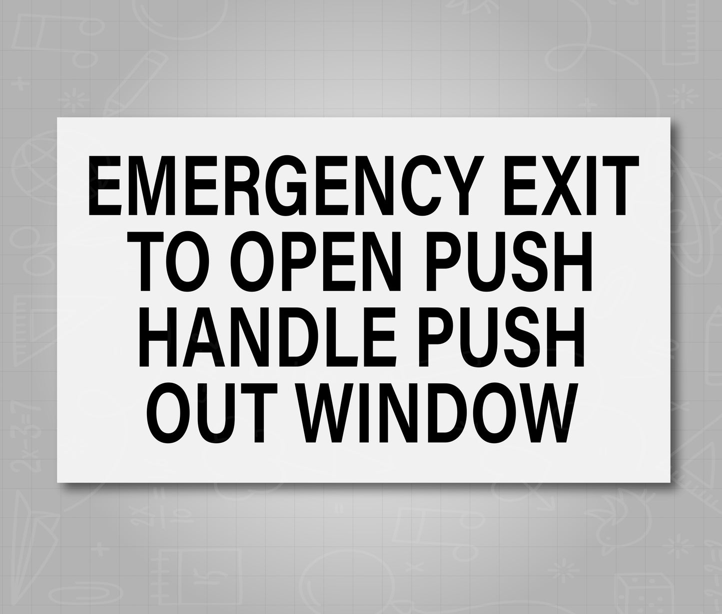 Emergency Exit Push Handle Push Out Window - School Bus Decal Sticker