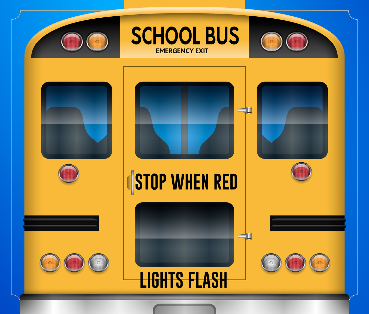 Stop When Red Lights Flash Blue Bird C2 - School Bus Decal Sticker