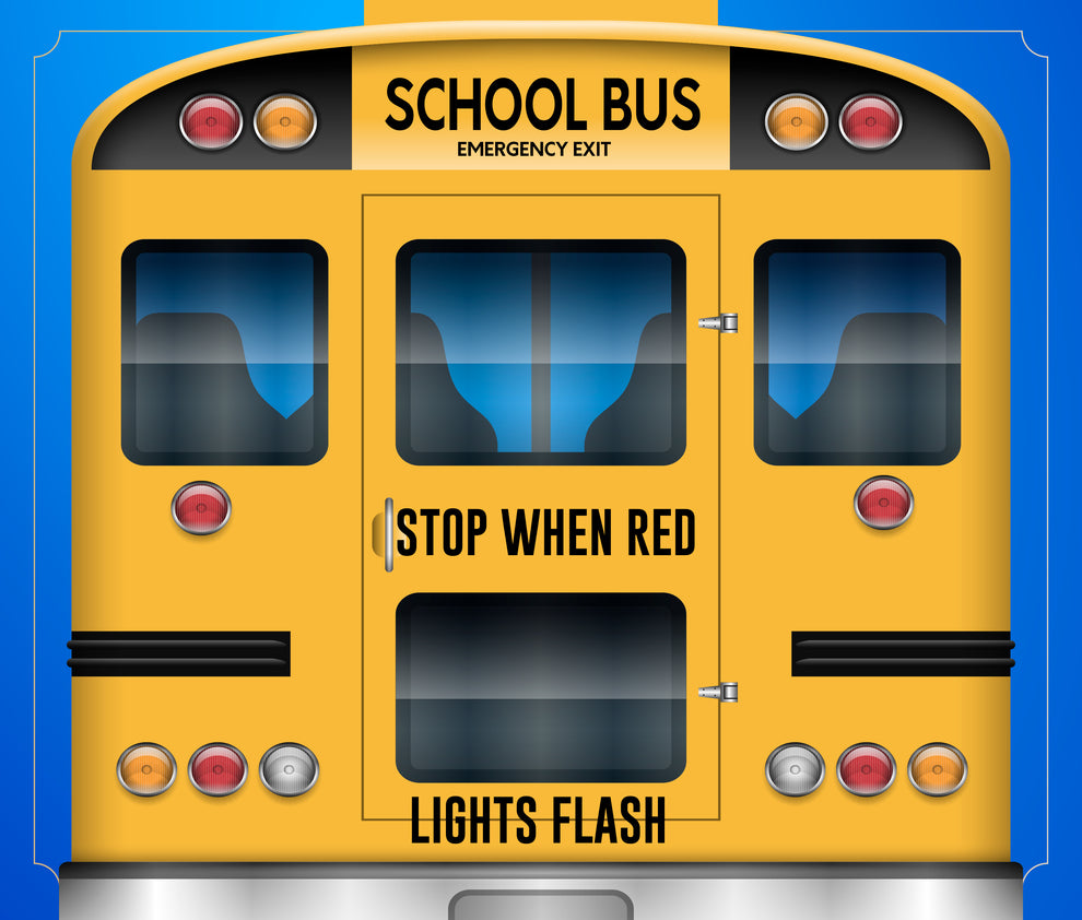Stop When Red Lights Flash Blue Bird C2 - School Bus Decal Sticker ...
