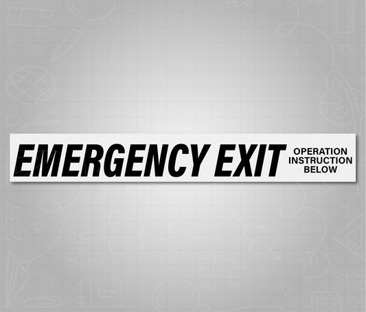 Emergency Exit Instructions Below - Black School Bus Decal Sticker