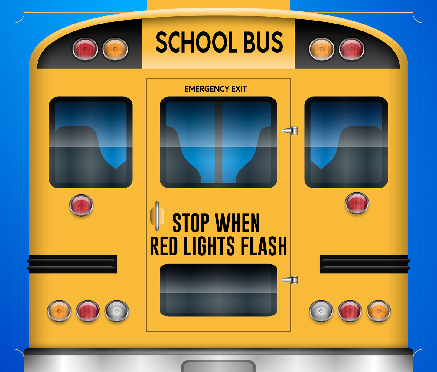 Stop When Red Lights Flash Collins - School Bus Decal Sticker