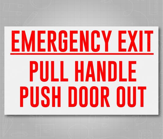 Emergency Exit Print on White - School Bus Decal Sticker