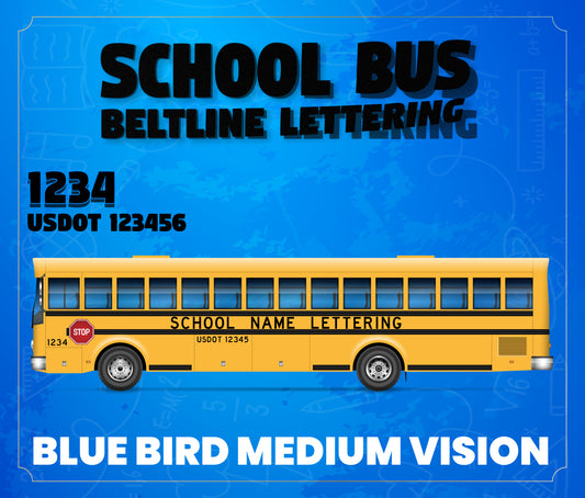 Blue Bird Medium Vision Lettering | Yellow School Bus Decal Stickers