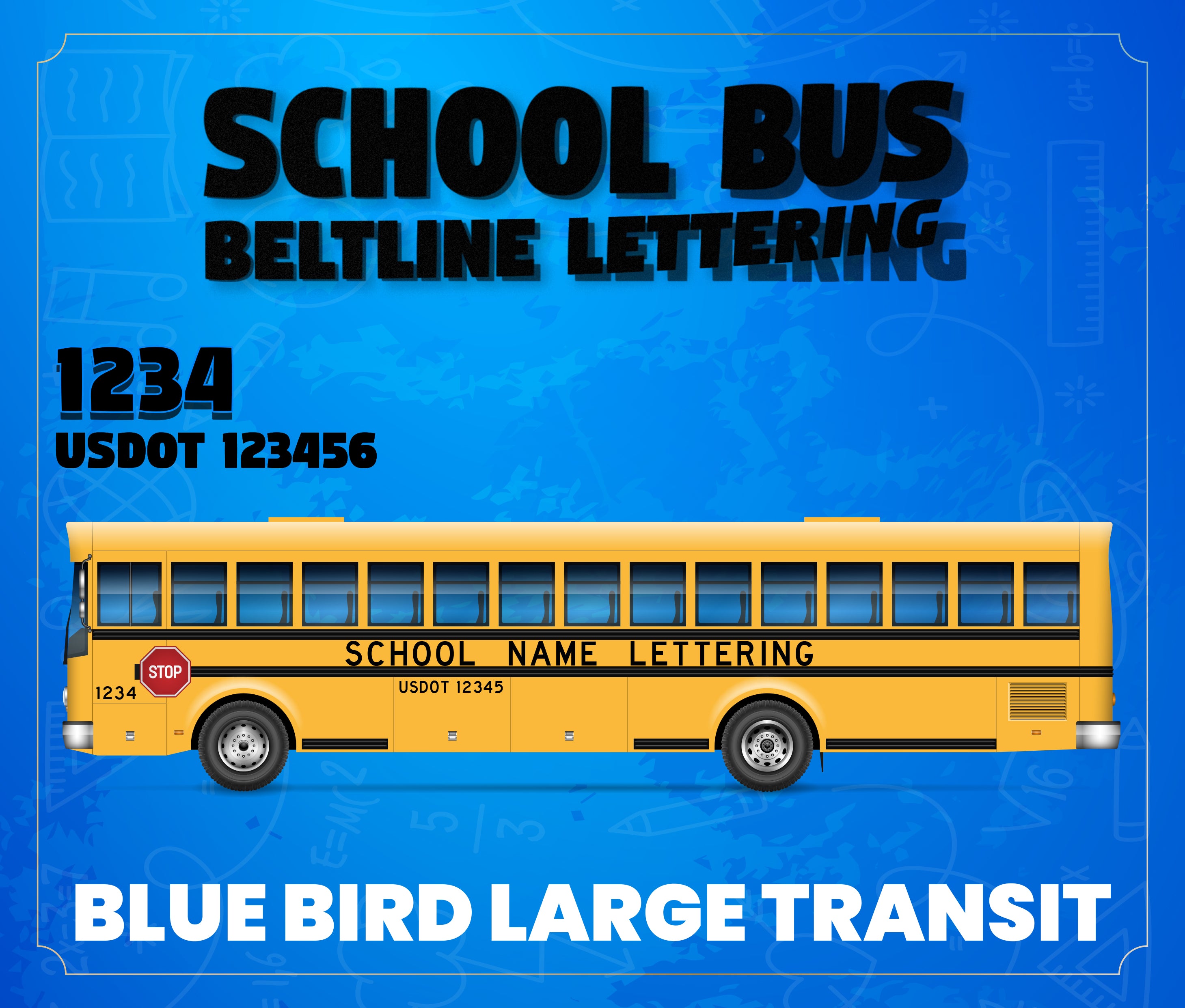 Blue Bird Large Transit Lettering | Yellow School Bus Decal Stickers ...