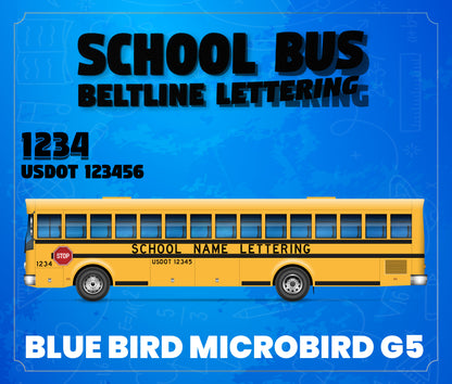 Blue Bird Micro Bird G5 Lettering | Yellow School Bus Decal Stickers