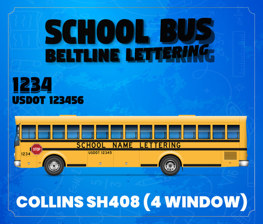 Collins SH408 Lettering | Yellow School Bus Decal Stickers