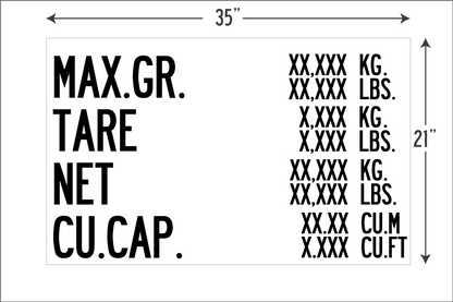 Shipping Container Weight & Volume Decal Sticker