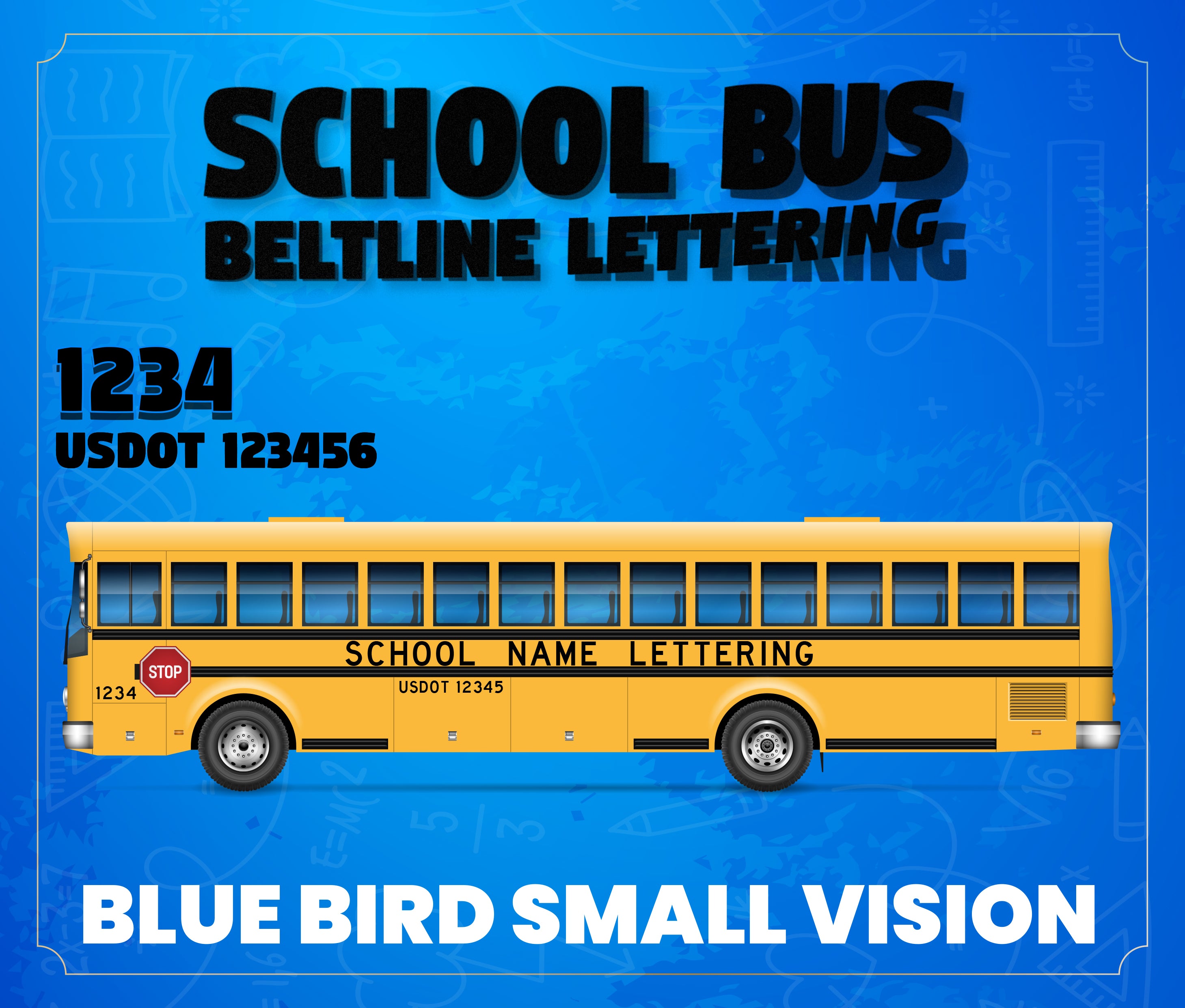 Blue Bird Small Vision Lettering | Yellow School Bus Decal Stickers ...